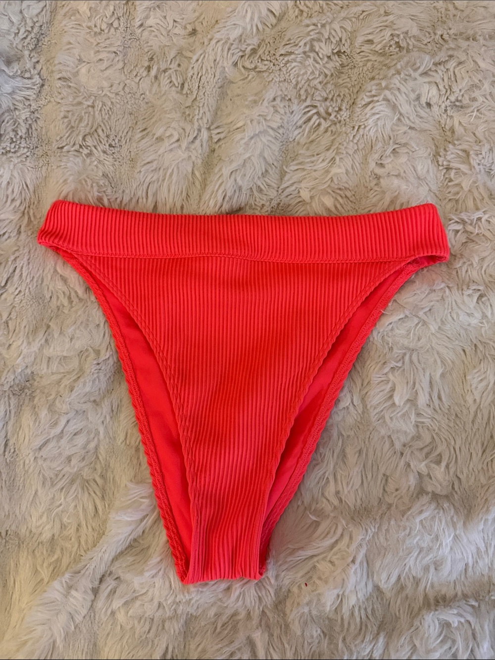 Hollister Ribbed Neon Coral Bikini Bottoms, never worn